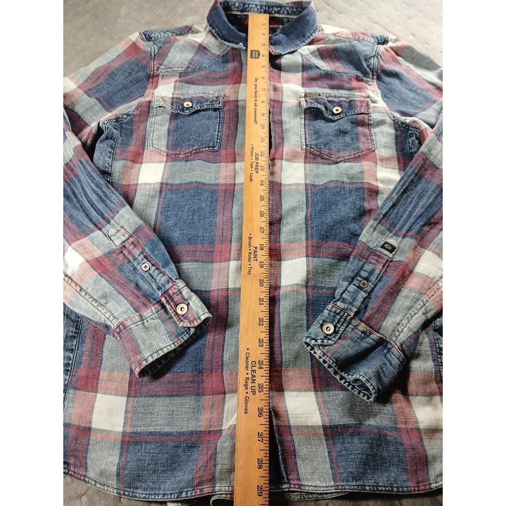 Buffalo David Bitton Mens Plaid Western Button Up Shirt Blue Red Model 100 Large - Picture 4 of 8